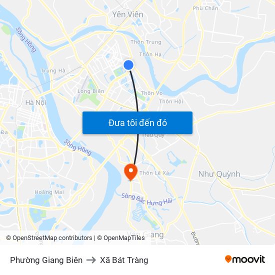 Phường Giang Biên to Xã Bát Tràng map