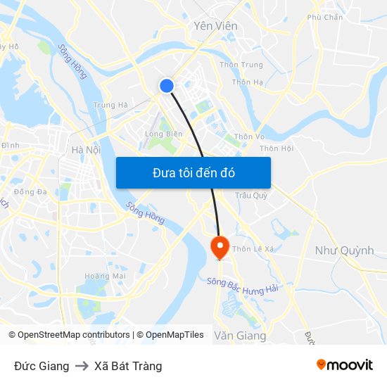 Đức Giang to Xã Bát Tràng map