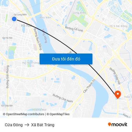 Cửa Đông to Xã Bát Tràng map