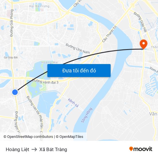 Hoàng Liệt to Xã Bát Tràng map