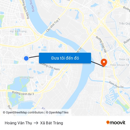 Hoàng Văn Thụ to Xã Bát Tràng map