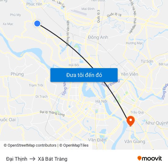 Đại Thịnh to Xã Bát Tràng map