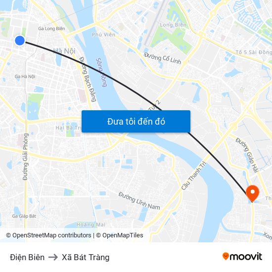 Điện Biên to Xã Bát Tràng map