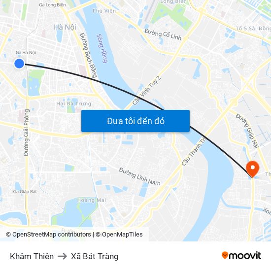 Khâm Thiên to Xã Bát Tràng map