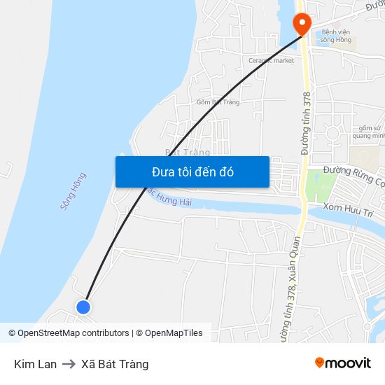 Kim Lan to Xã Bát Tràng map