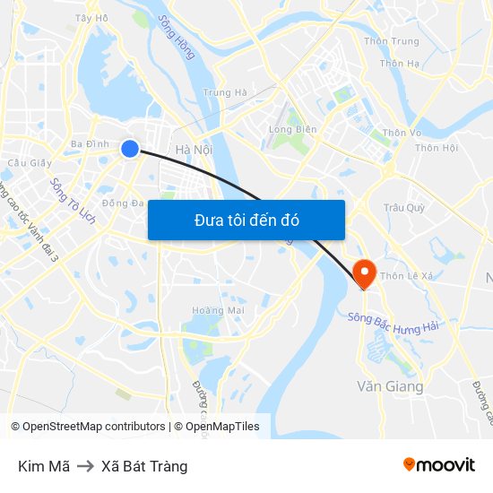 Kim Mã to Xã Bát Tràng map