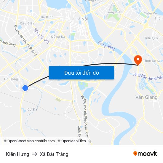 Kiến Hưng to Xã Bát Tràng map
