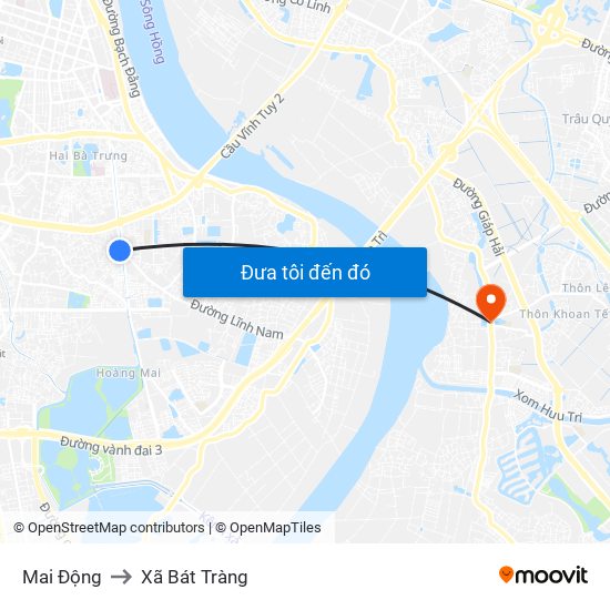 Mai Động to Xã Bát Tràng map