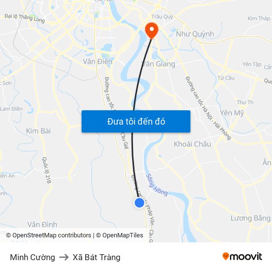 Minh Cường to Xã Bát Tràng map