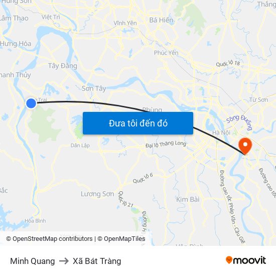 Minh Quang to Xã Bát Tràng map