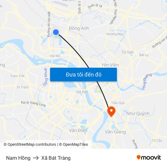 Nam Hồng to Xã Bát Tràng map