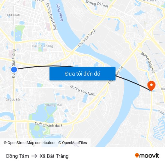 Đồng Tâm to Xã Bát Tràng map