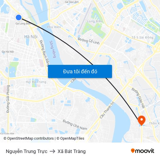 Nguyễn Trung Trực to Xã Bát Tràng map