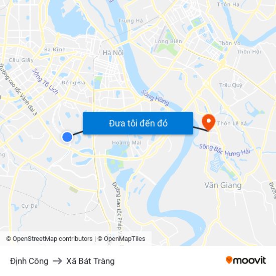 Định Công to Xã Bát Tràng map