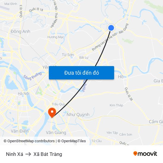 Ninh Xá to Xã Bát Tràng map