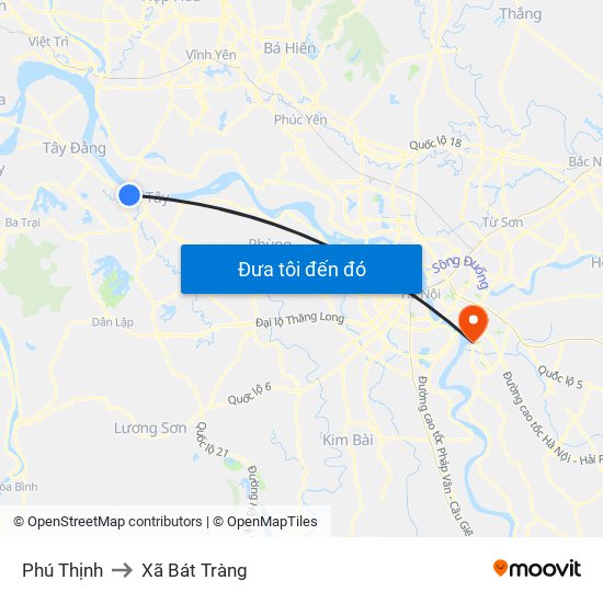 Phú Thịnh to Xã Bát Tràng map