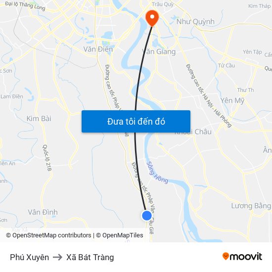 Phú Xuyên to Xã Bát Tràng map