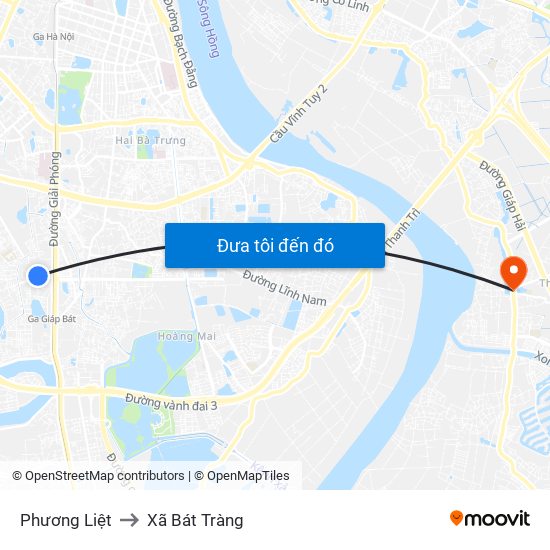 Phương Liệt to Xã Bát Tràng map
