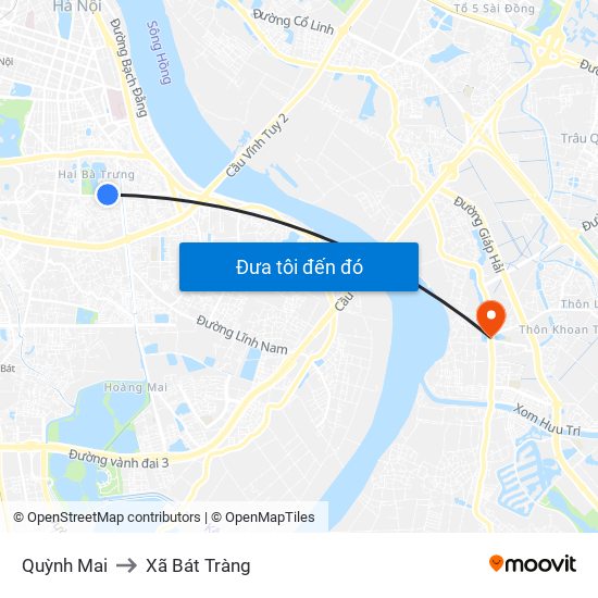 Quỳnh Mai to Xã Bát Tràng map