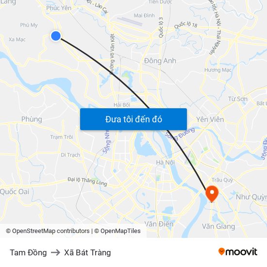 Tam Đồng to Xã Bát Tràng map