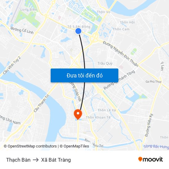 Thạch Bàn to Xã Bát Tràng map