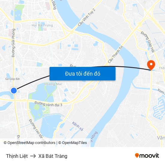 Thịnh Liệt to Xã Bát Tràng map