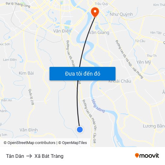 Tân Dân to Xã Bát Tràng map