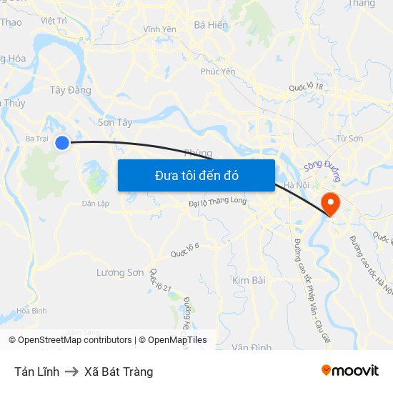 Tản Lĩnh to Xã Bát Tràng map