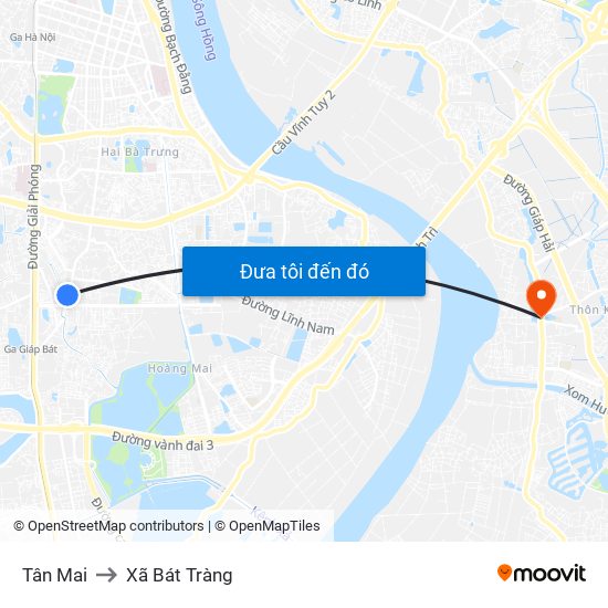 Tân Mai to Xã Bát Tràng map