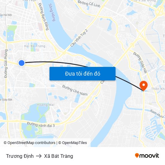 Trương Định to Xã Bát Tràng map