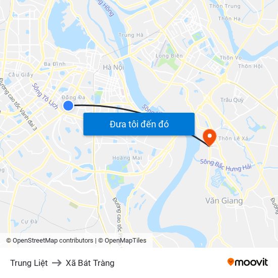 Trung Liệt to Xã Bát Tràng map