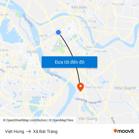 Việt Hưng to Xã Bát Tràng map