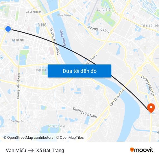 Văn Miếu to Xã Bát Tràng map