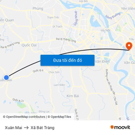 Xuân Mai to Xã Bát Tràng map