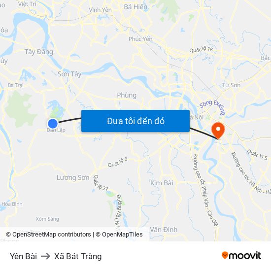 Yên Bài to Xã Bát Tràng map