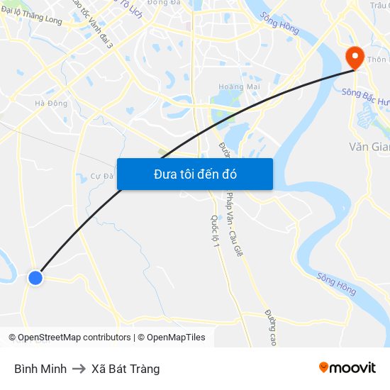 Bình Minh to Xã Bát Tràng map