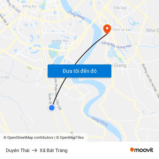 Duyên Thái to Xã Bát Tràng map