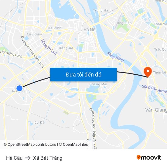 Hà Cầu to Xã Bát Tràng map