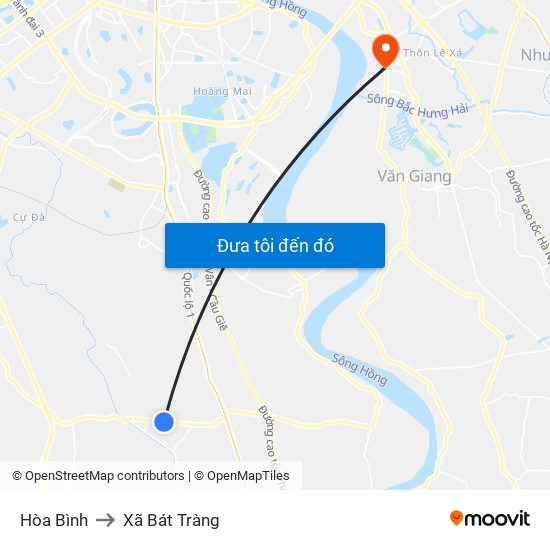 Hòa Bình to Xã Bát Tràng map