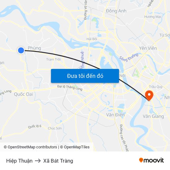 Hiệp Thuận to Xã Bát Tràng map