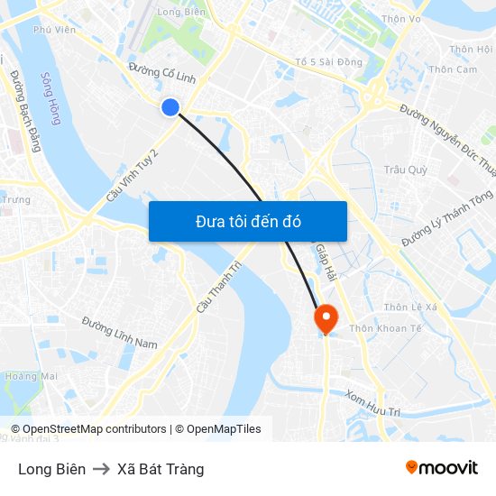 Long Biên to Xã Bát Tràng map