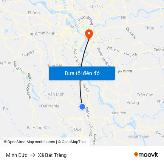 Minh Đức to Xã Bát Tràng map