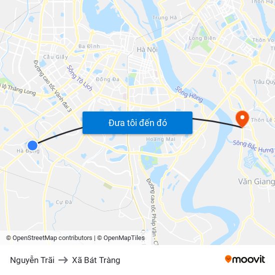 Nguyễn Trãi to Xã Bát Tràng map