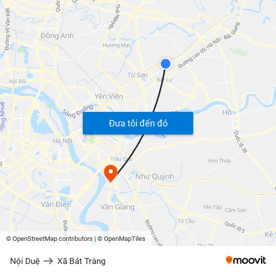 Nội Duệ to Xã Bát Tràng map