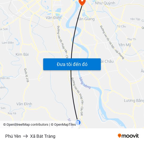 Phú Yên to Xã Bát Tràng map