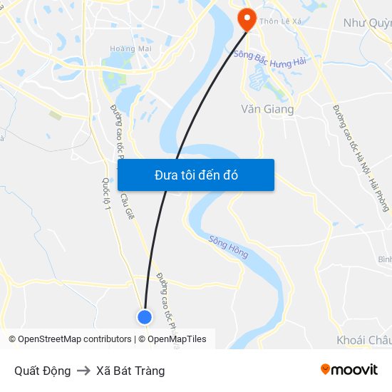 Quất Động to Xã Bát Tràng map