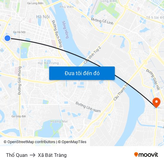 Thổ Quan to Xã Bát Tràng map
