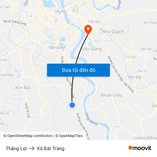 Thắng Lợi to Xã Bát Tràng map