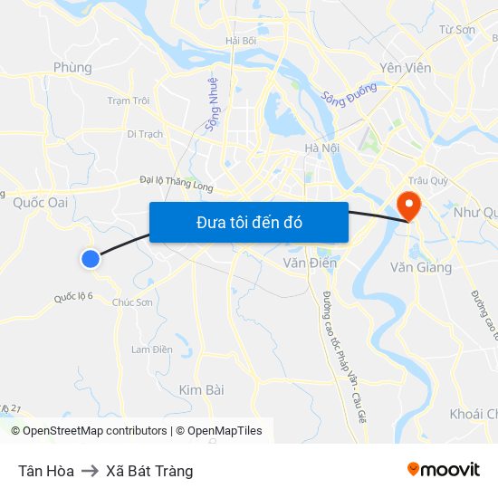 Tân Hòa to Xã Bát Tràng map