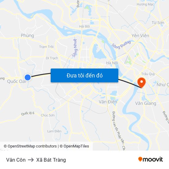 Vân Côn to Xã Bát Tràng map